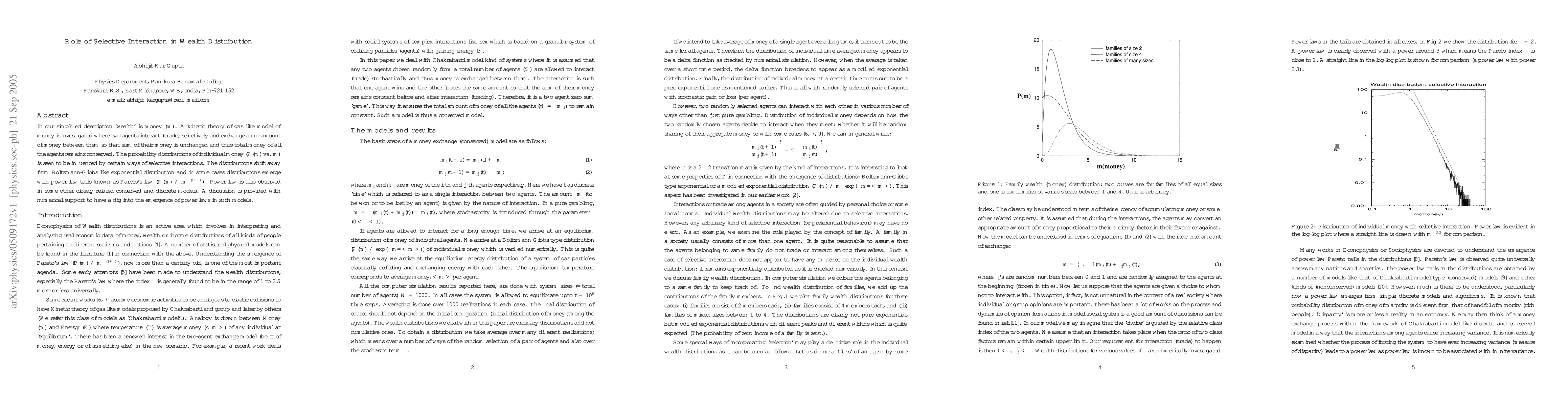 Thumbnail for Role of Selective Interaction in Wealth Distribution