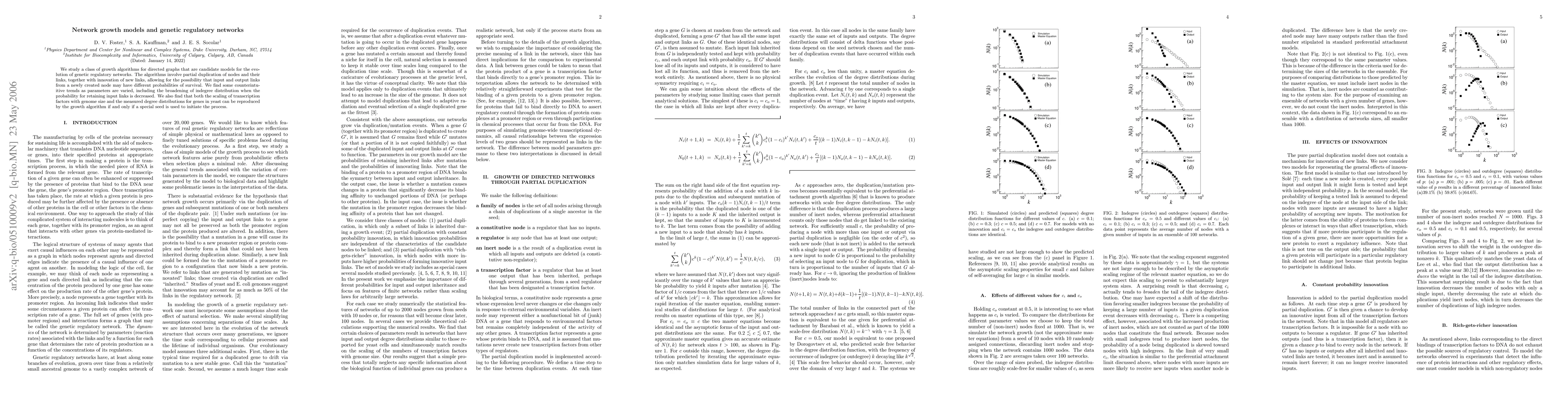 Thumbnail for Network growth models and genetic regulatory networks