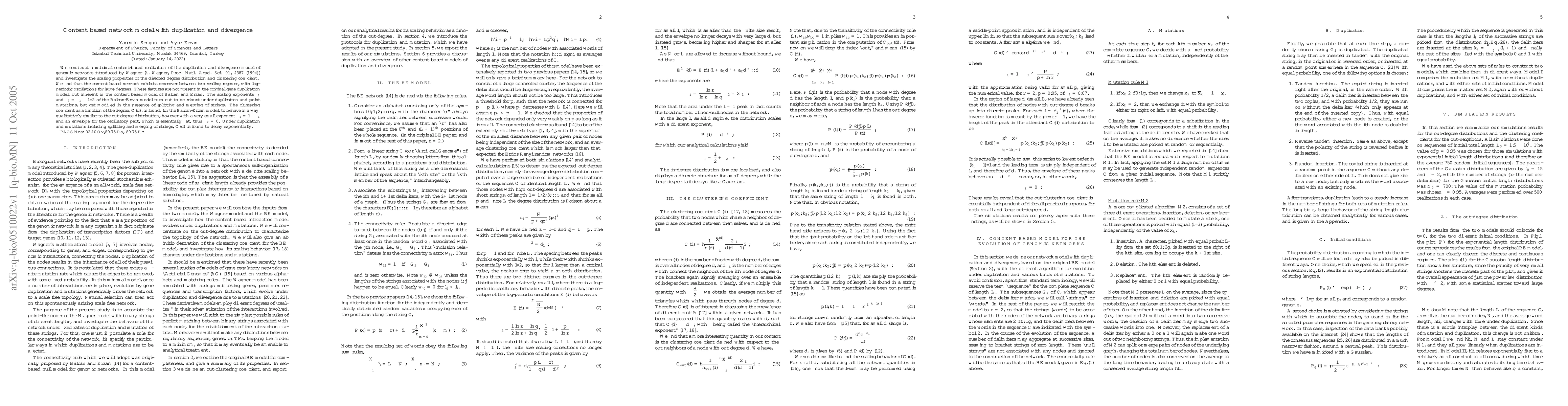 Thumbnail for Content based network model with duplication and divergence
