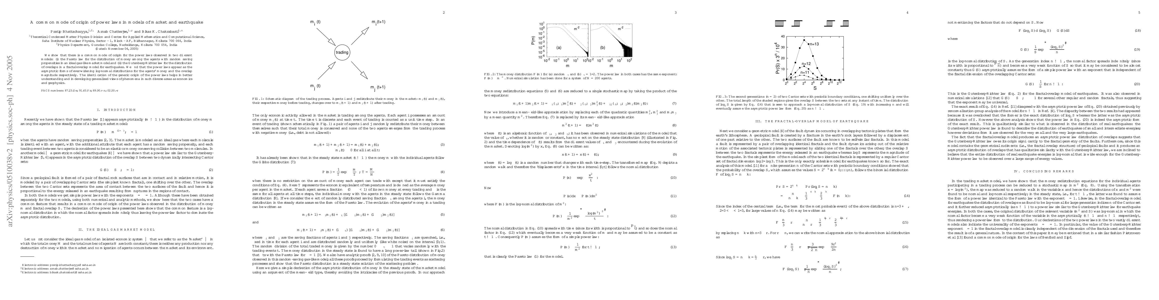 Thumbnail for A common origin of the power law distributions in models of market and
  earthquake