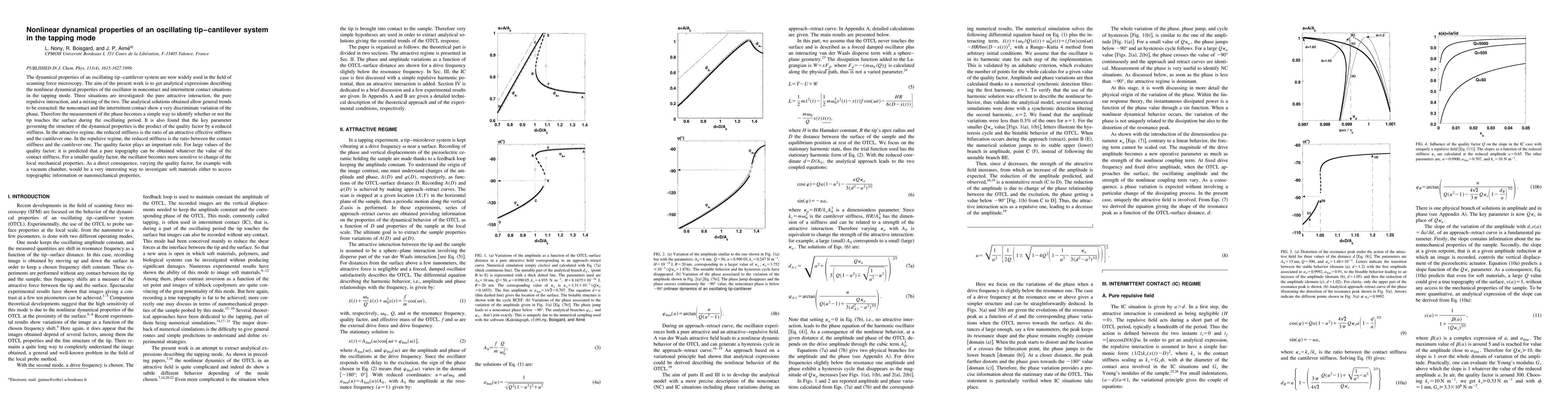 Thumbnail for Nonlinear dynamical properties of an oscillating tip-cantilever system
  in the tapping mode