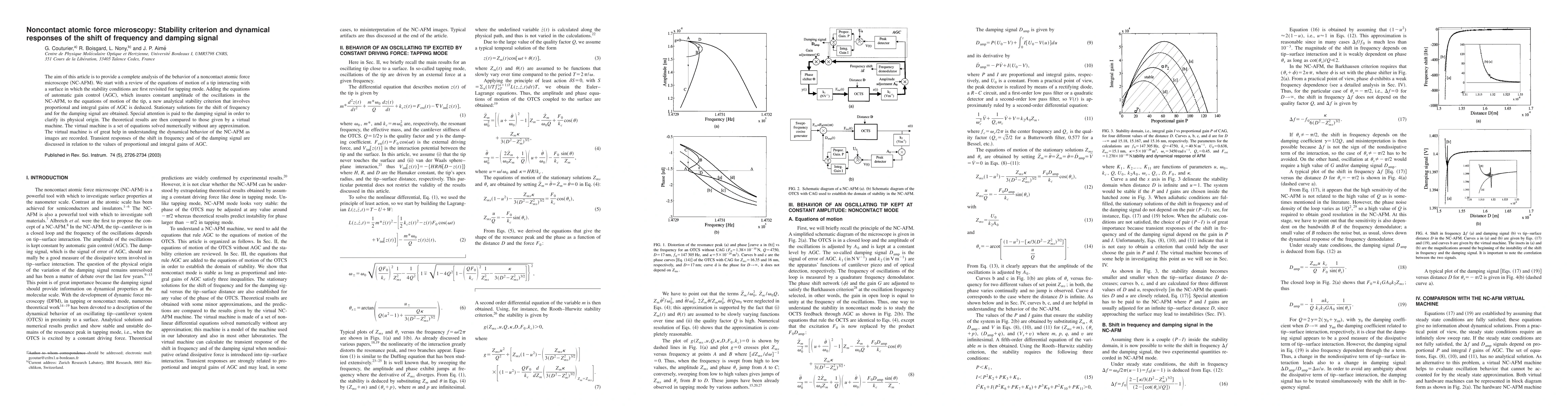 Thumbnail for Non-contact atomic force microscopy: Stability criterion and dynamical
  responses of the shift of frequency and damping signal