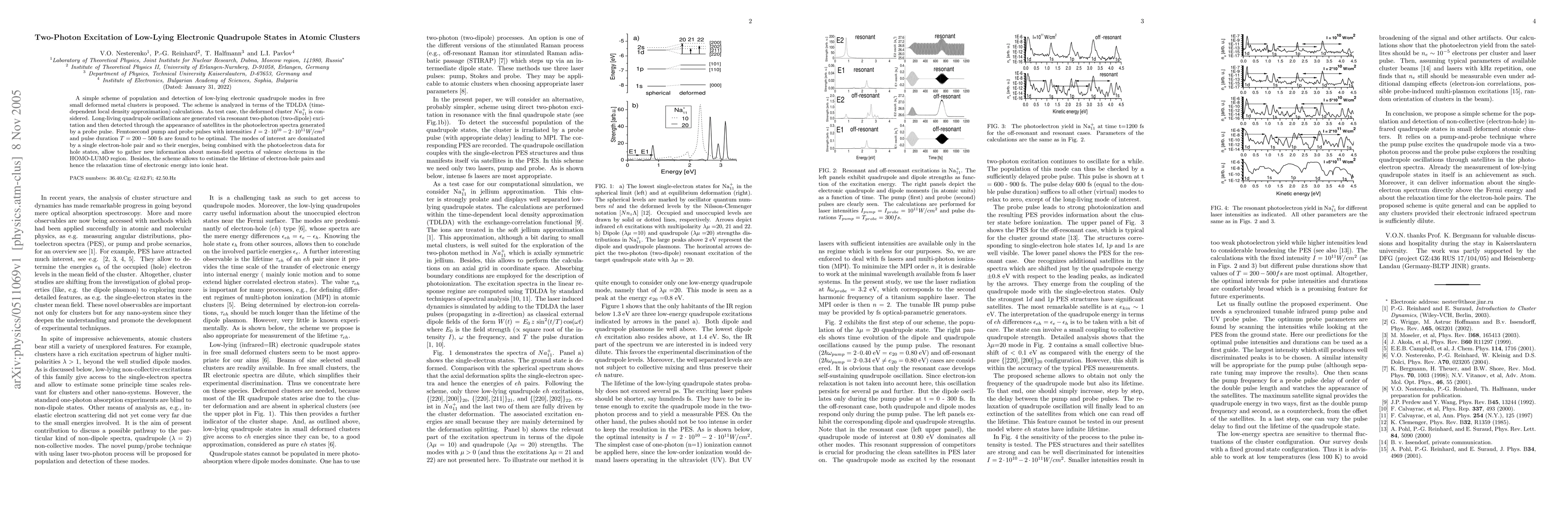 Thumbnail for Two-Photon Excitation of Low-Lying Electronic Quadrupole States in
  Atomic Clusters