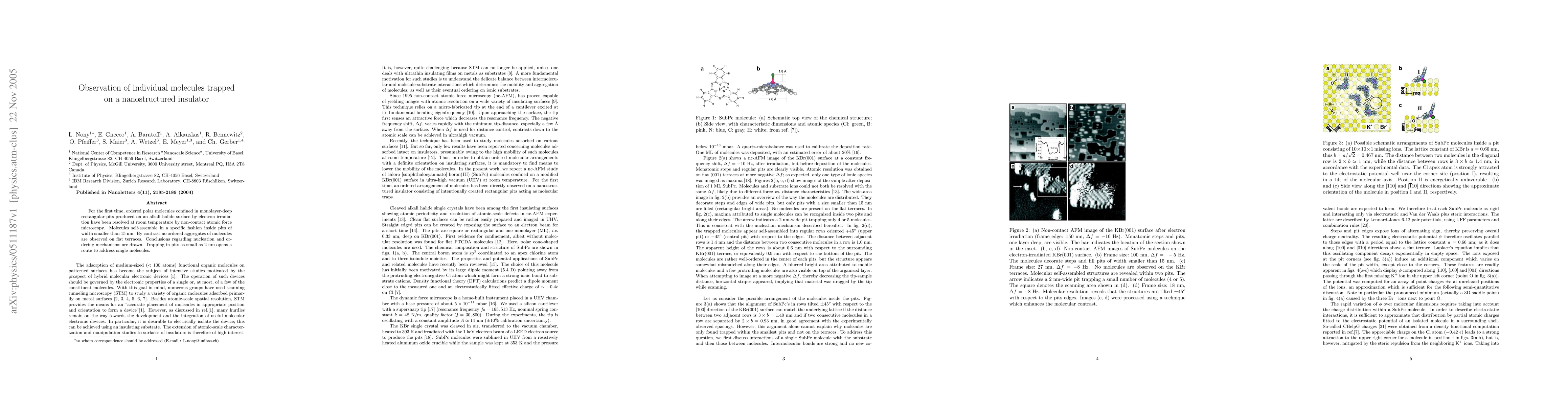 Thumbnail for Observation of individual molecules trapped on a nanostructured
  insulator