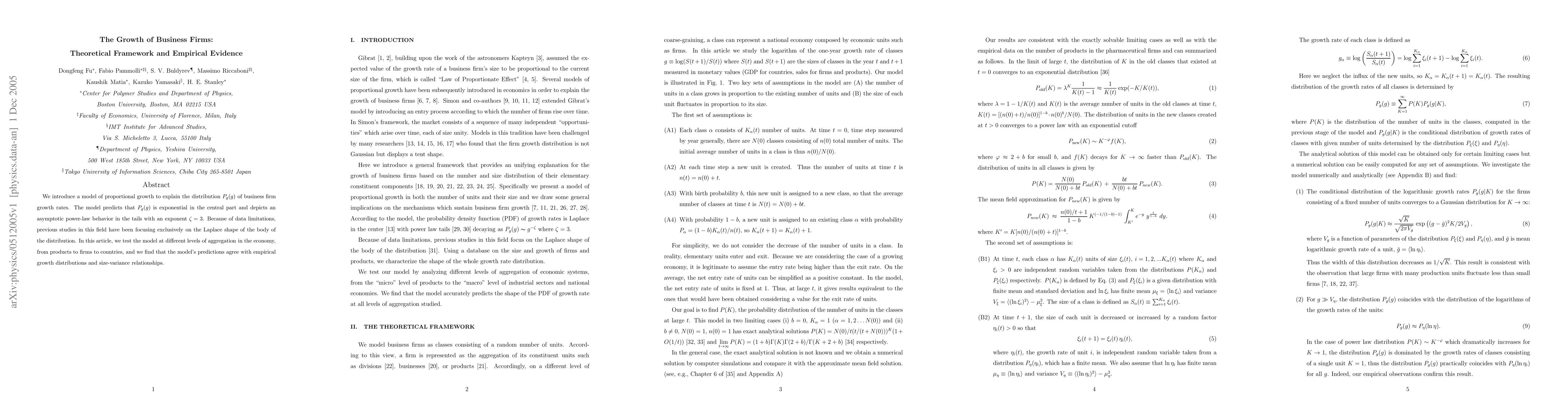 Thumbnail for The Growth of Business Firms: Theoretical Framework and Empirical
  Evidence