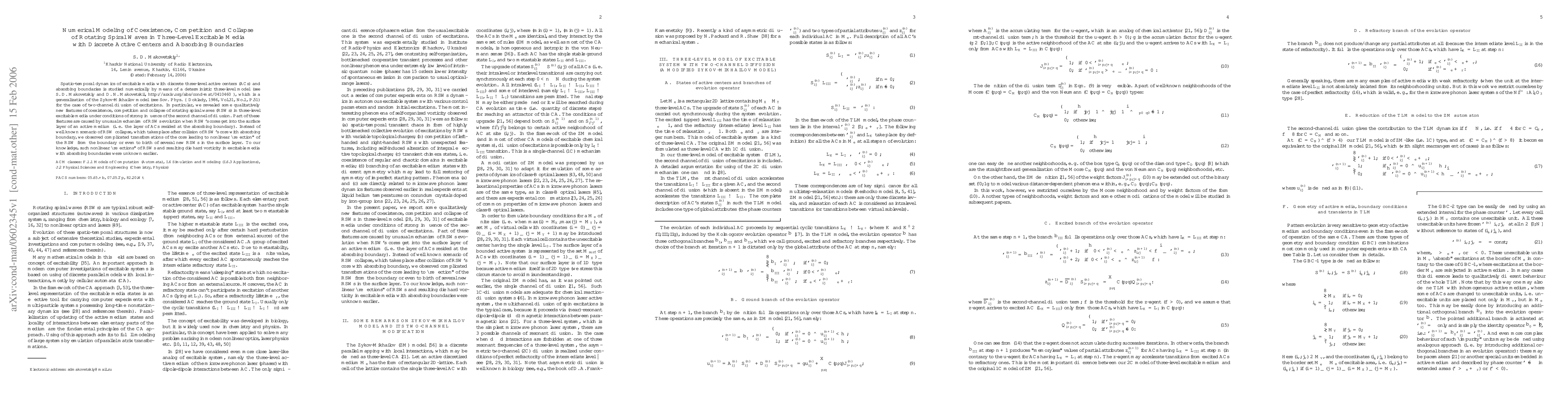 Thumbnail for Numerical Modeling of Coexistence, Competition and Collapse of Rotating
  Spiral Waves in Three-Level Excitable Media with Discrete Active Centers and
  Absorbing Boundaries