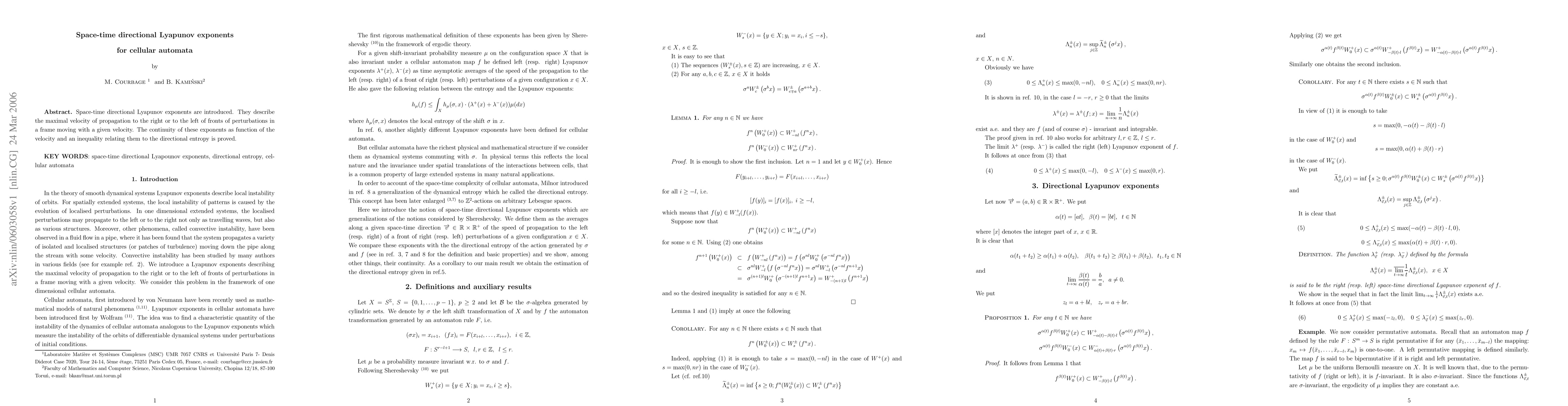 Thumbnail for Space-time directional Lyapunov exponents for cellular automata