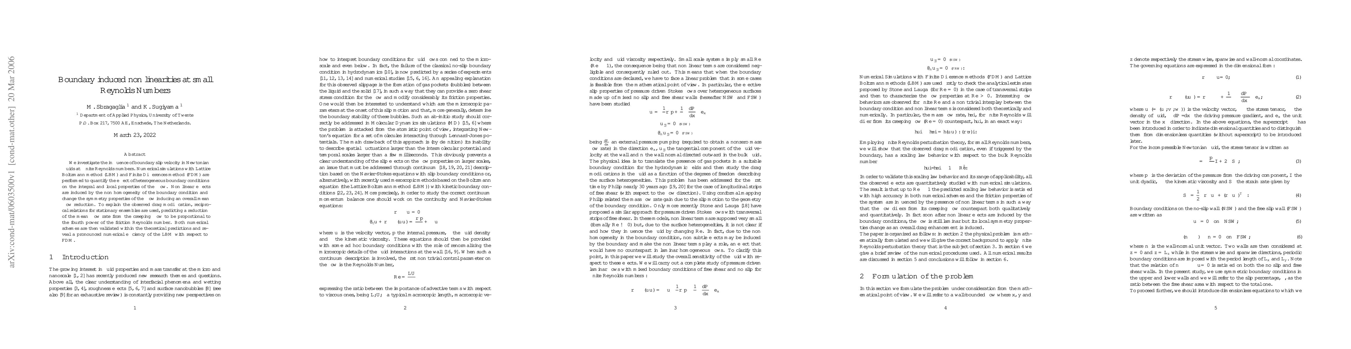 Thumbnail for Boundary induced non linearities at small Reynolds Numbers