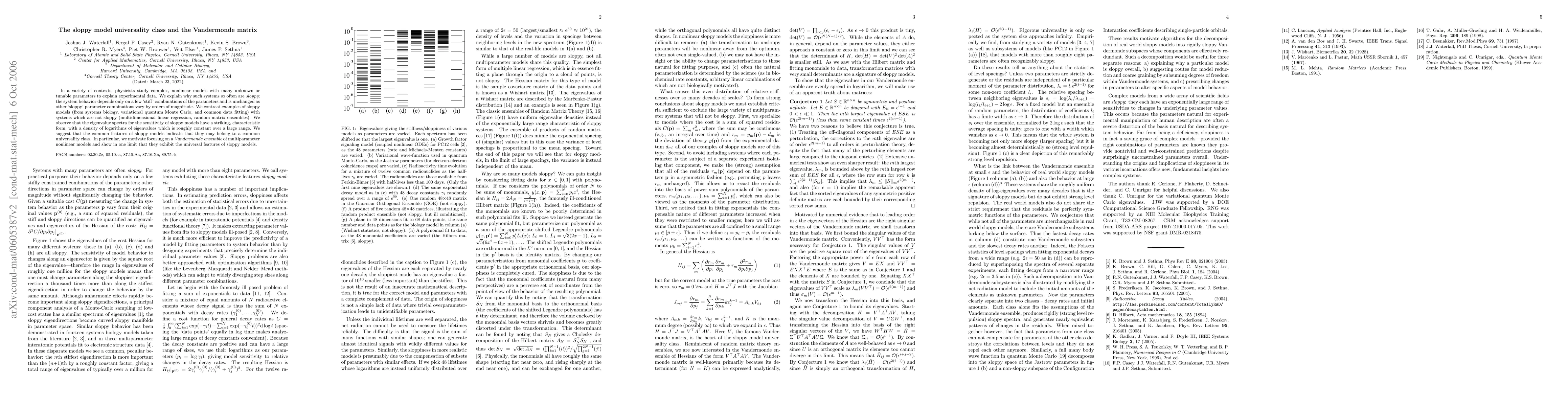 Thumbnail for The sloppy model universality class and the Vandermonde matrix