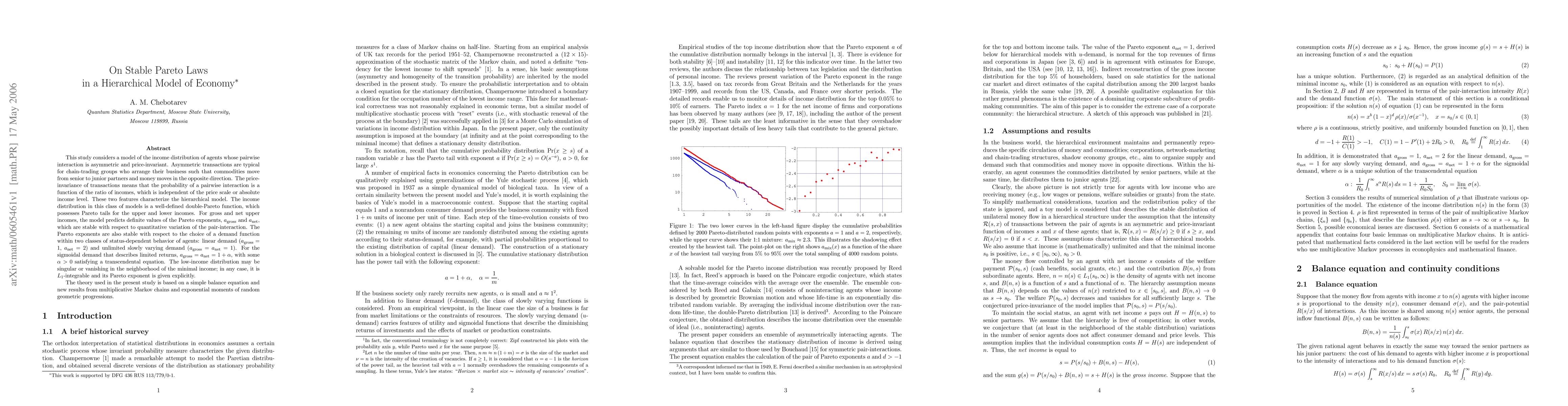 Thumbnail for On Stable Pareto Laws in a Hierarchical Model of Economy