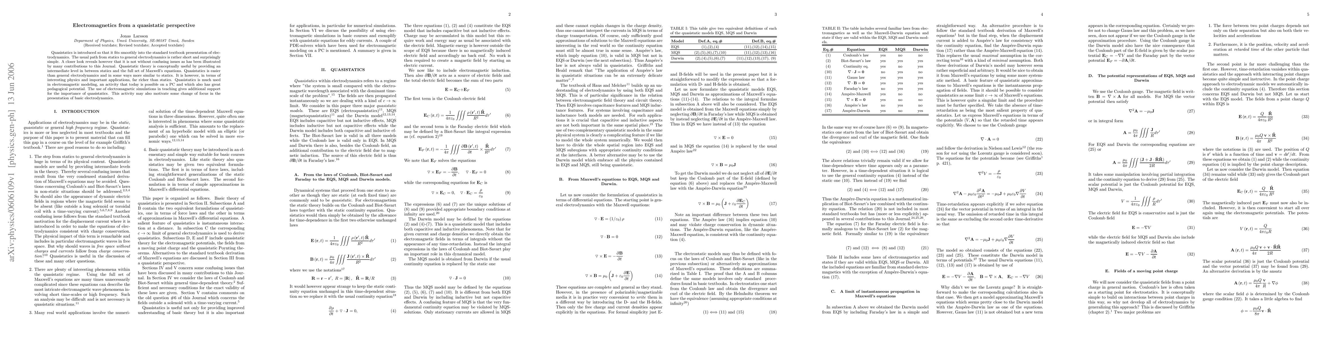 Thumbnail for Electromagnetics from a quasistatic perspective