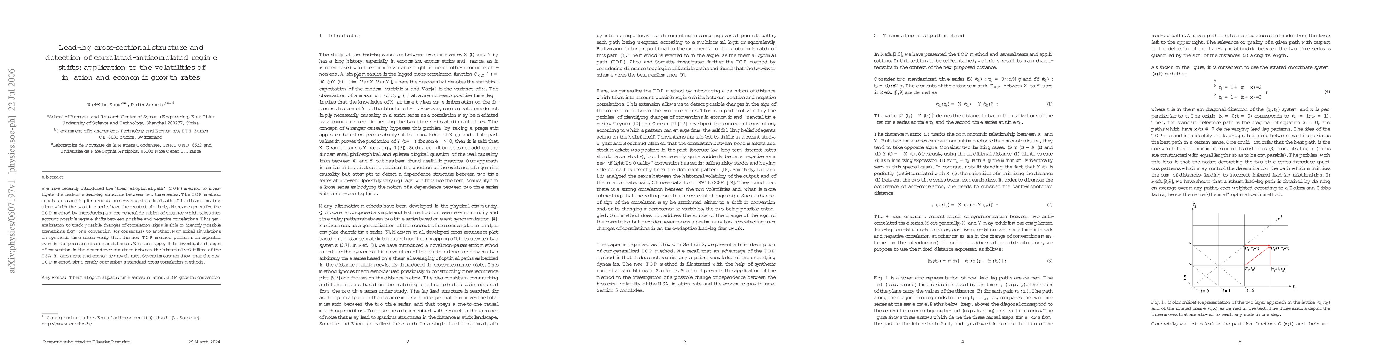 Thumbnail for Lead-lag cross-sectional structure and detection of
  correlated-anticorrelated regime shifts: Application to the volatilities of
  inflation and economic growth rates