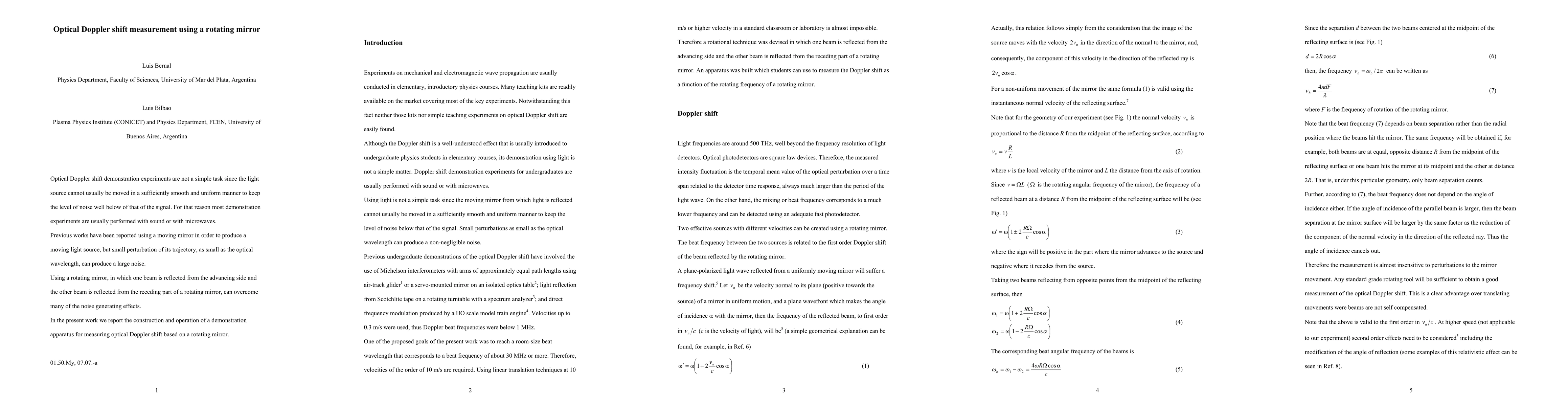 Thumbnail for Optical Doppler shift measurement using a rotating mirror