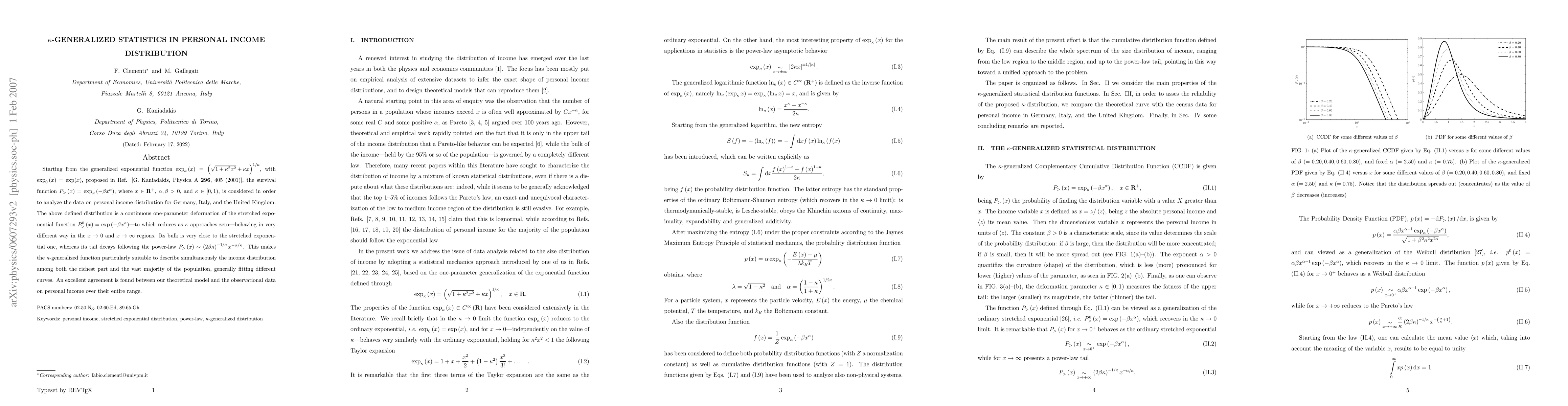 Thumbnail for k-Generalized Statistics in Personal Income Distribution