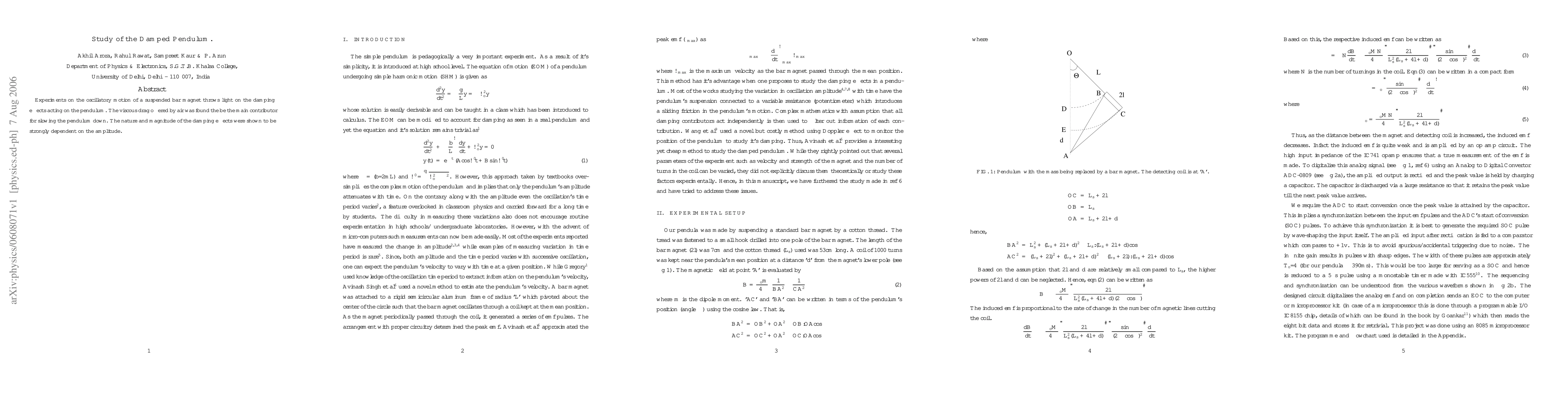 Thumbnail for Study of the Damped Pendulum