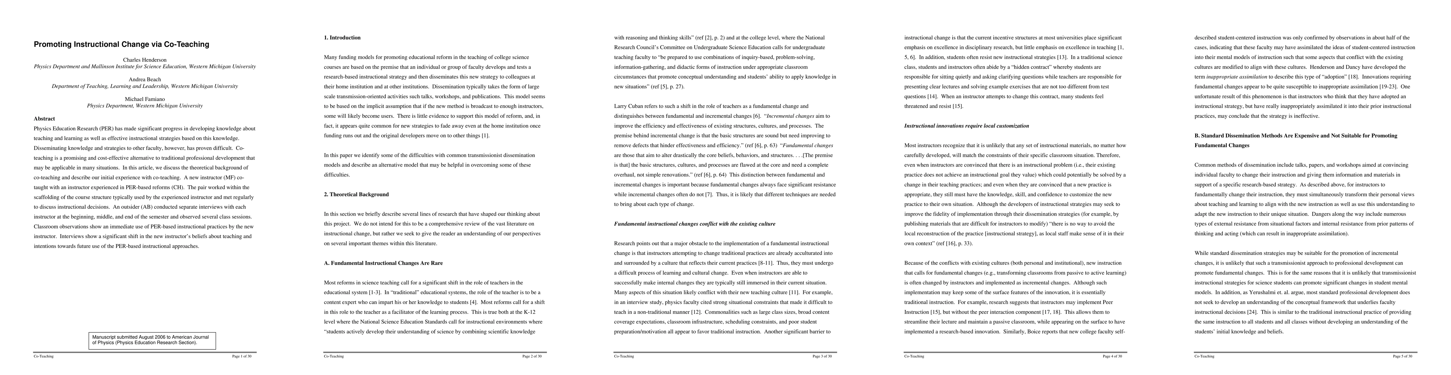 Thumbnail for Promoting Instructional Change via Co-Teaching