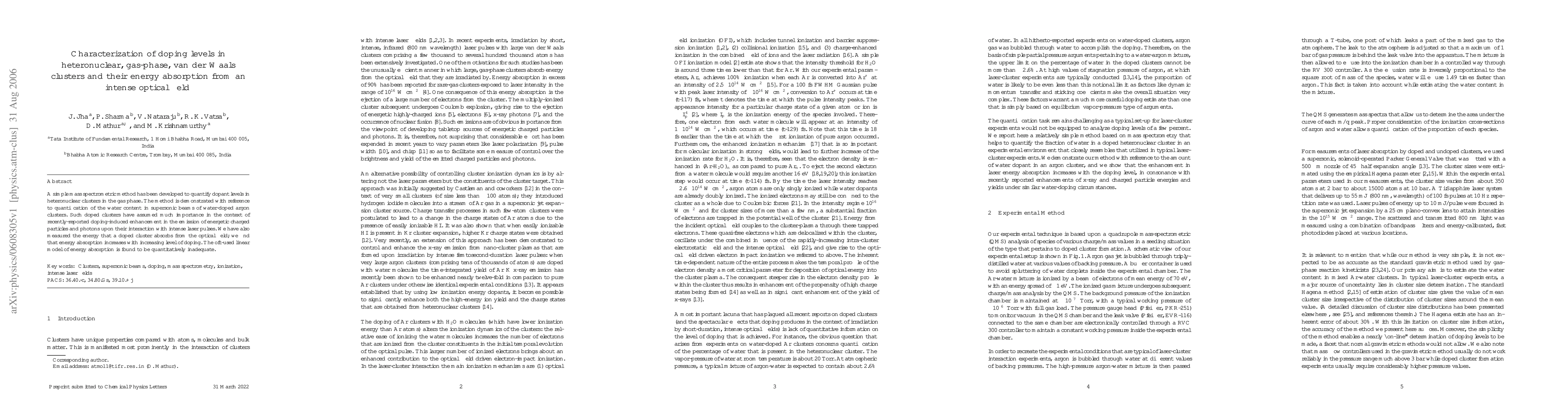Thumbnail for Characterization of doping levels in heteronuclear, gas-phase, van der
  Waals clusters and their energy absorption from an intense optical field
