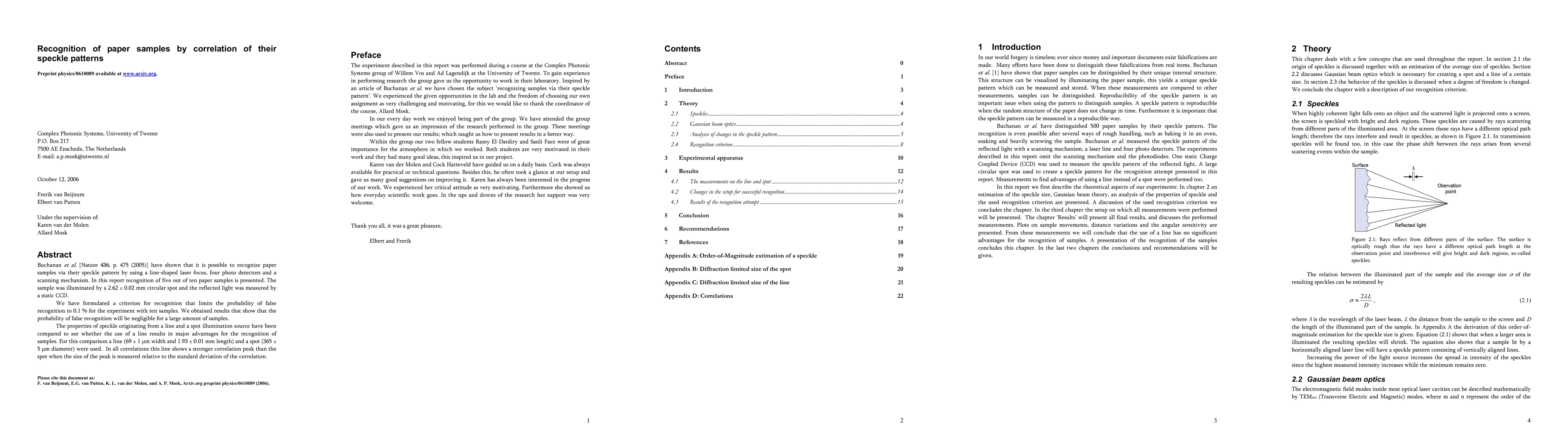 Thumbnail for Recognition of paper samples by correlation of their speckle patterns