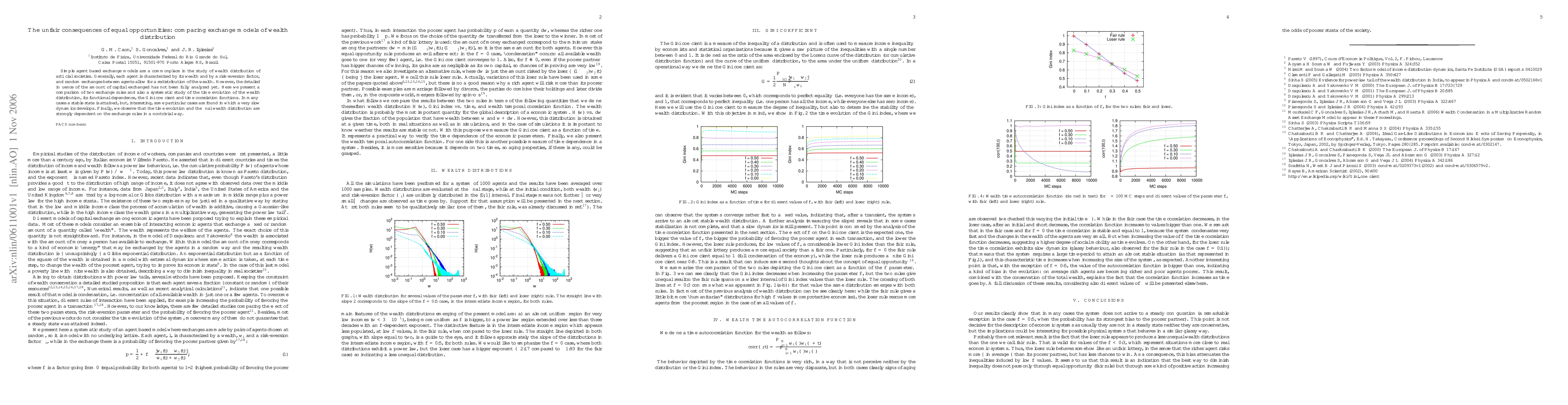 Thumbnail for The unfair consequences of equal opportunities: comparing exchange
  models of wealth distribution