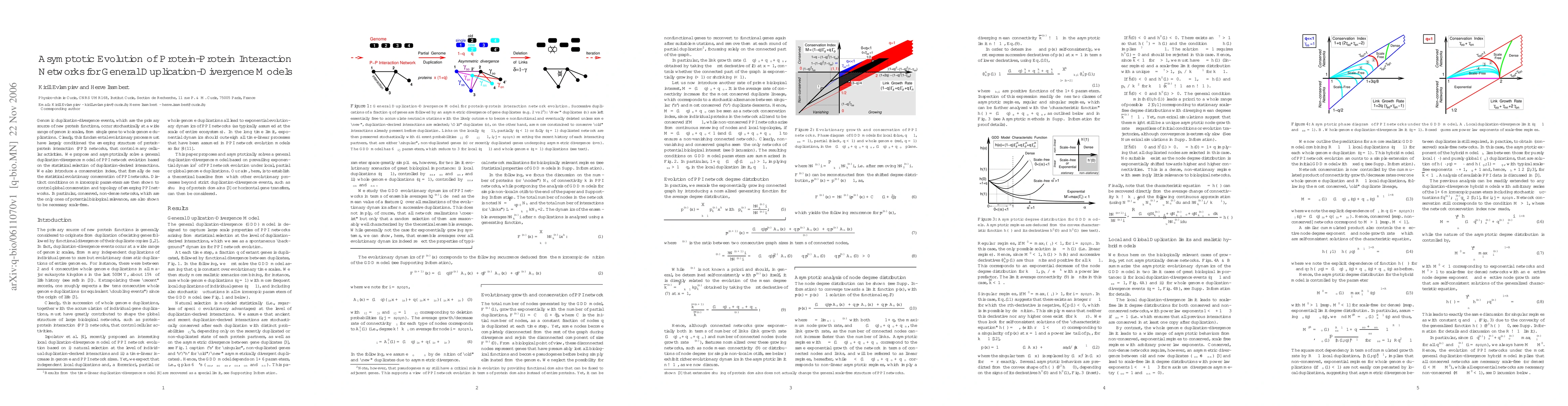 Thumbnail for Asymptotic Evolution of Protein-Protein Interaction Networks for General
  Duplication-Divergence Models