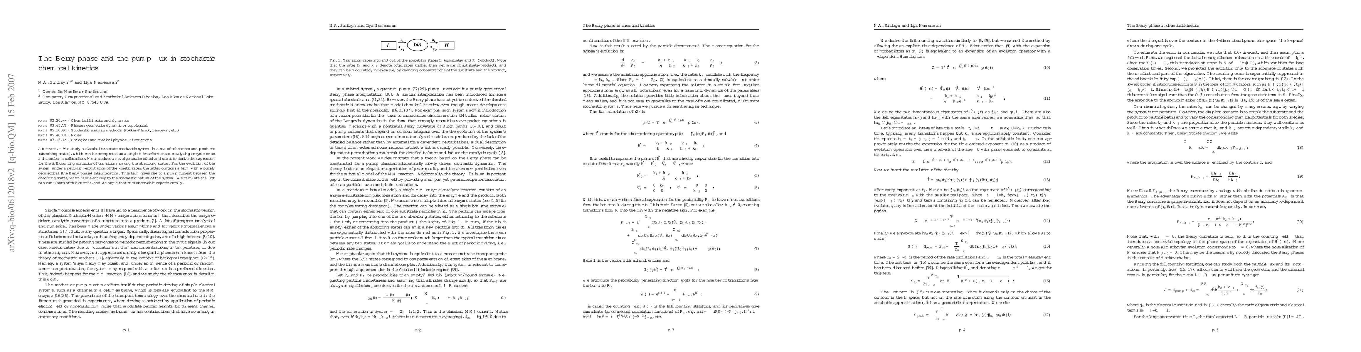 Thumbnail for The Berry phase and the pump flux in stochastic chemical kinetics