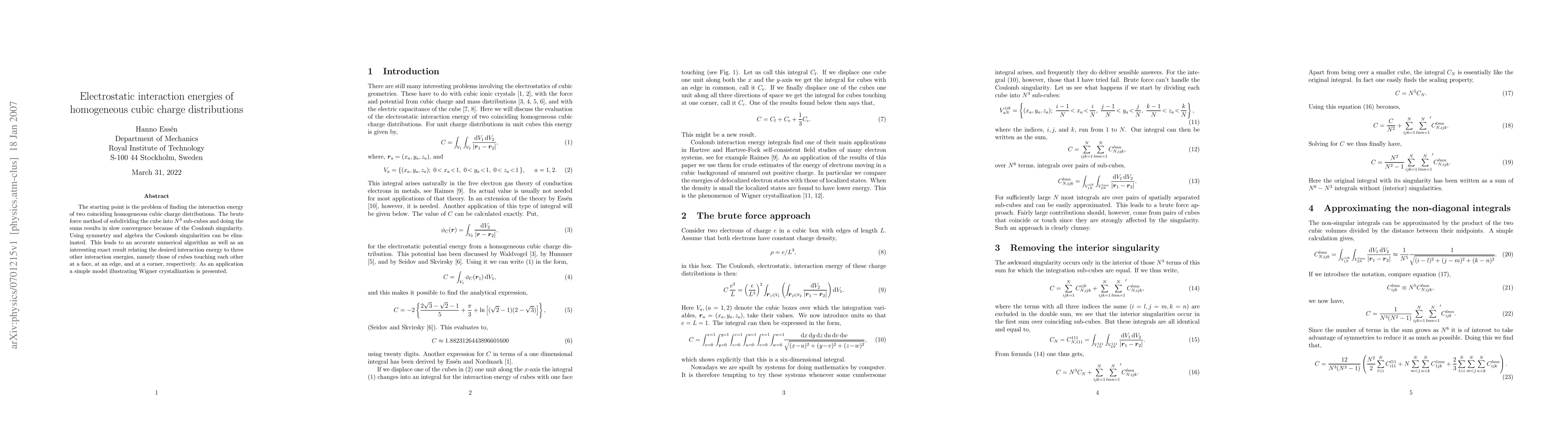 Thumbnail for Electrostatic interaction energies of homogeneous cubic charge
  distributions