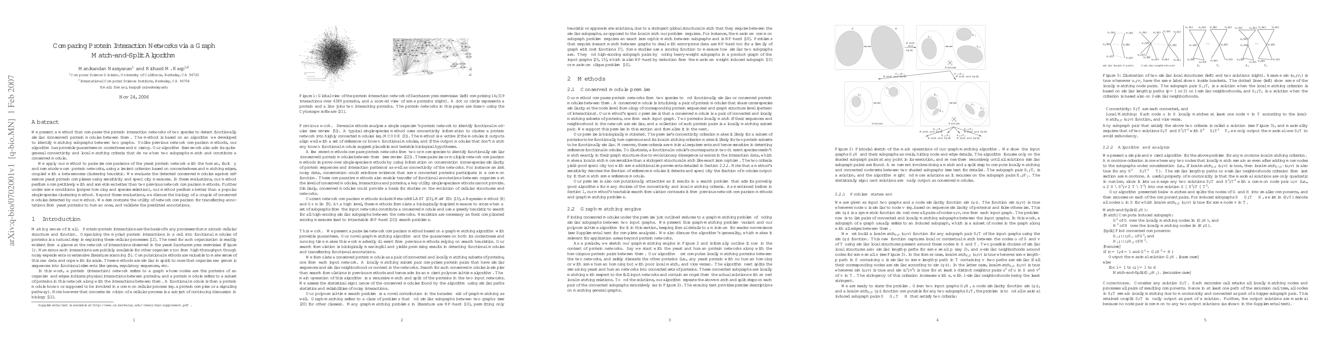 Thumbnail for Comparing Protein Interaction Networks via a Graph Match-and-Split
  Algorithm