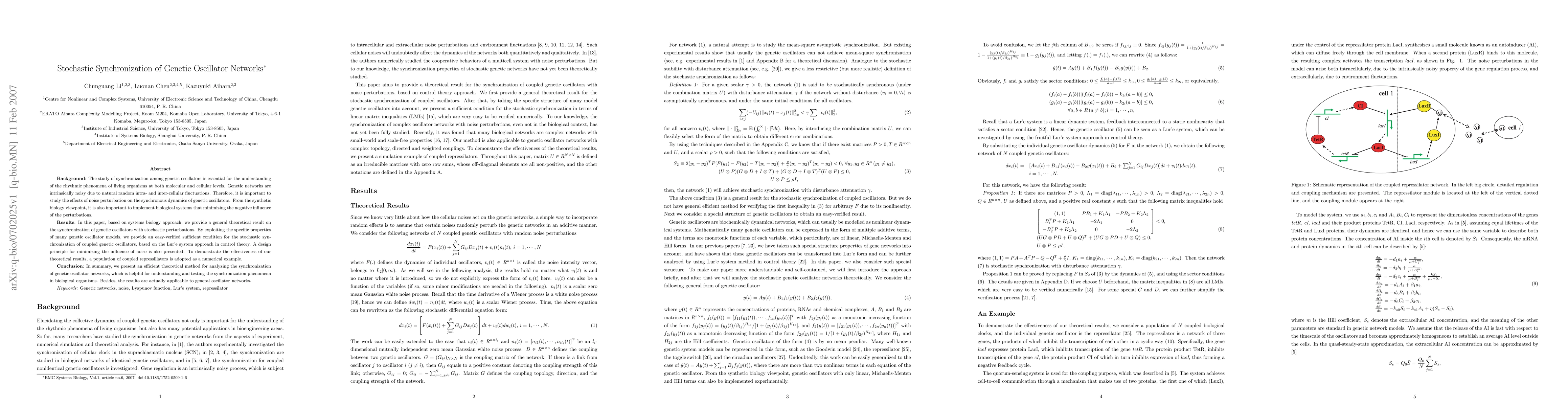 Thumbnail for Stochastic Synchronization of Genetic Oscillator Networks