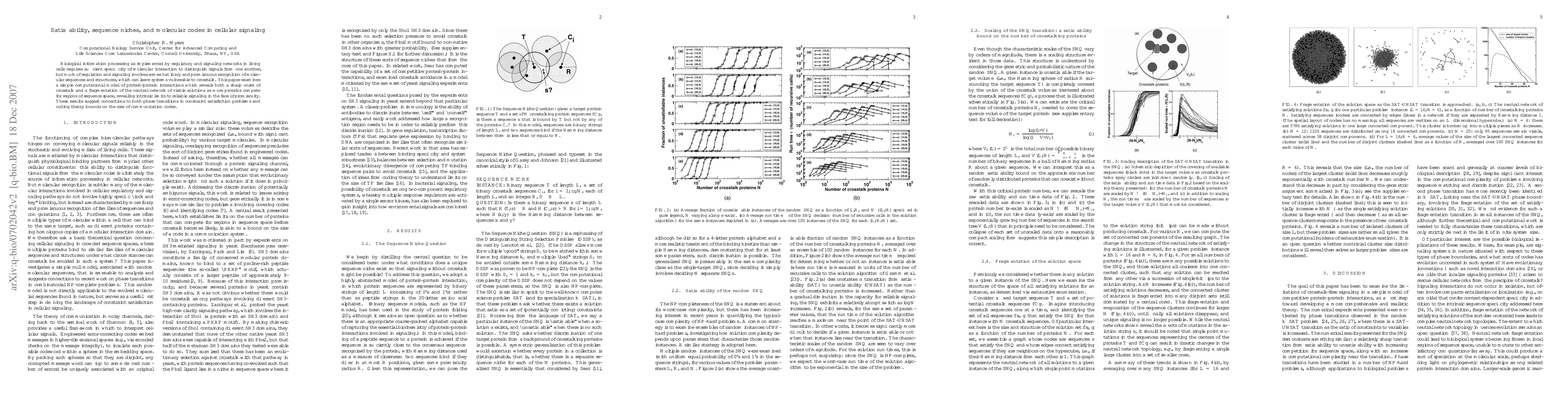 Thumbnail for Satisfiability, sequence niches, and molecular codes in cellular
  signaling