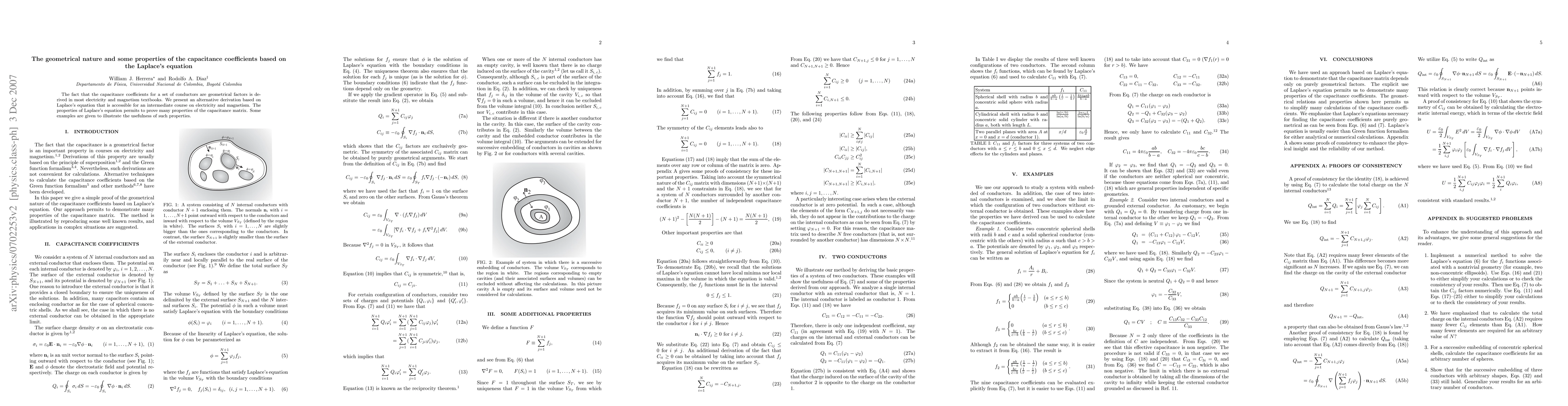 Thumbnail for The geometrical nature and some properties of the capacitance
  coefficients based on Laplace's Equation