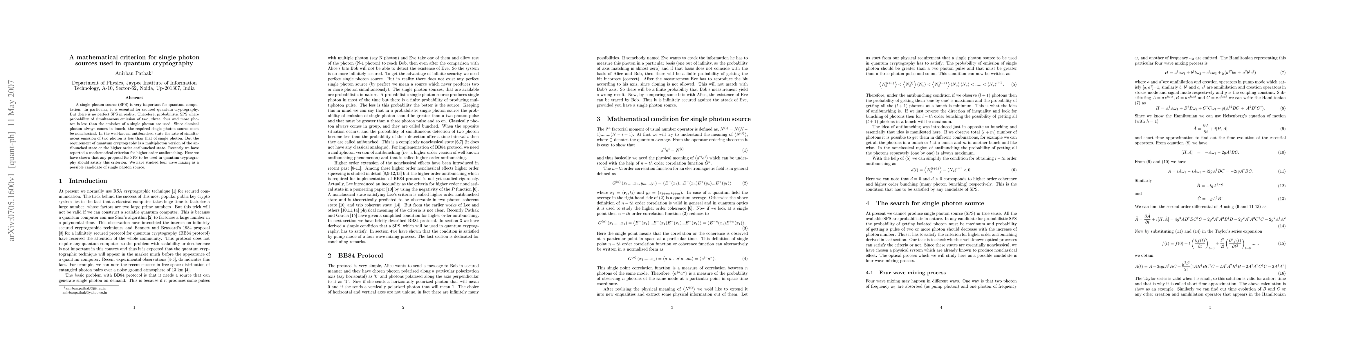 Thumbnail for A mathematical criterion for single photon sources used in quantum
  cryptography
