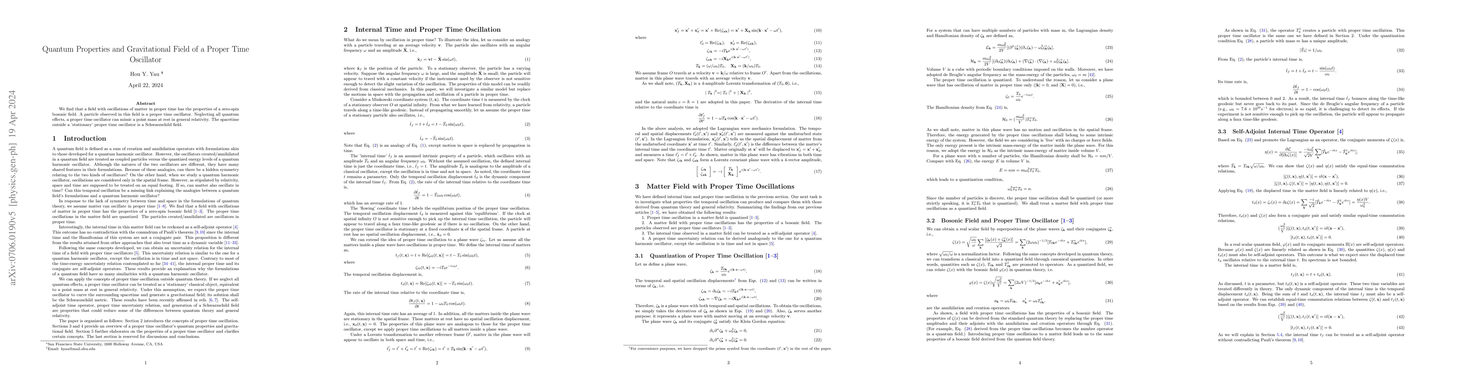 Thumbnail for Quantum Properties and Gravitational Field of a Proper Time Oscillator