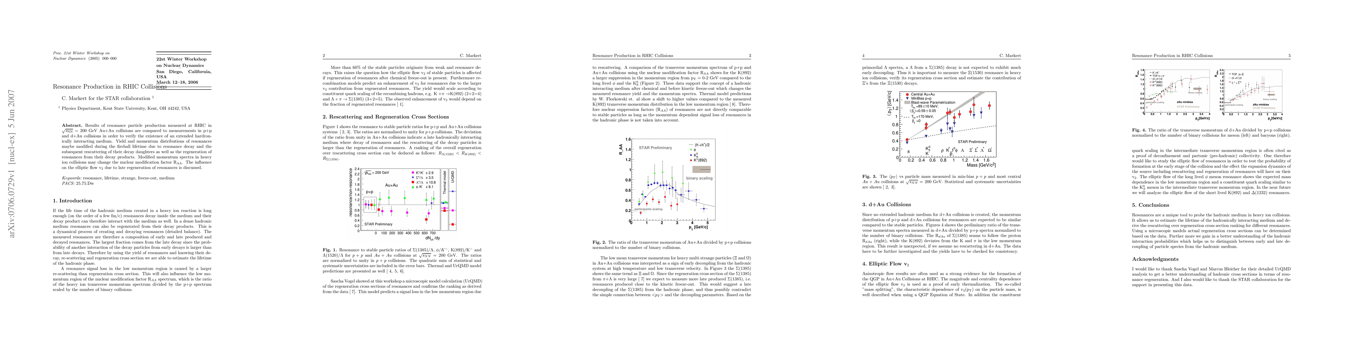 Thumbnail for Resonance Production in RHIC Collisions