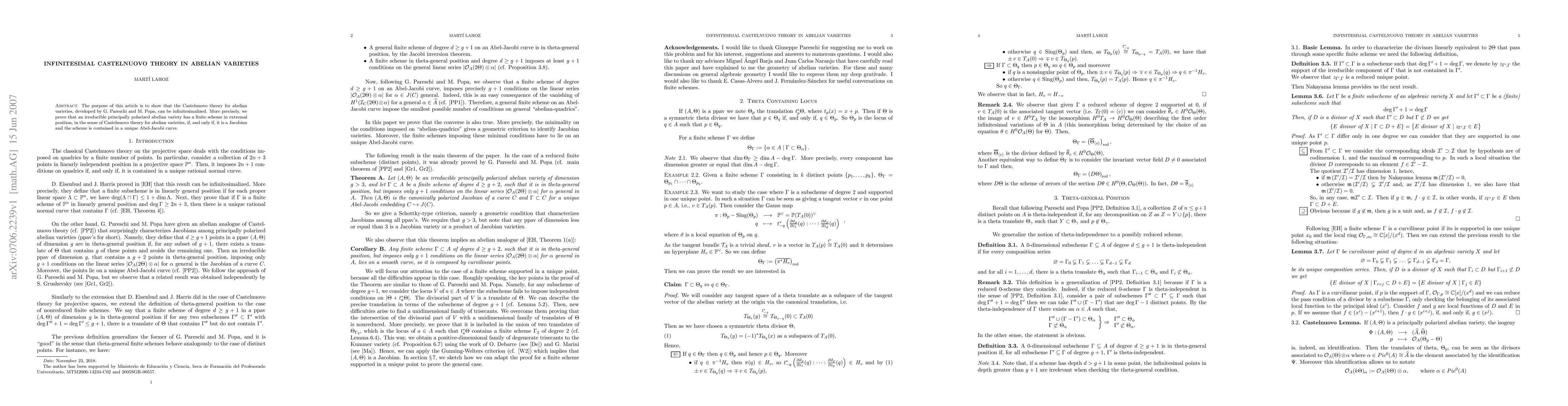 Thumbnail for Infinitesimal Castelnuovo Theory in Abelian Varieties