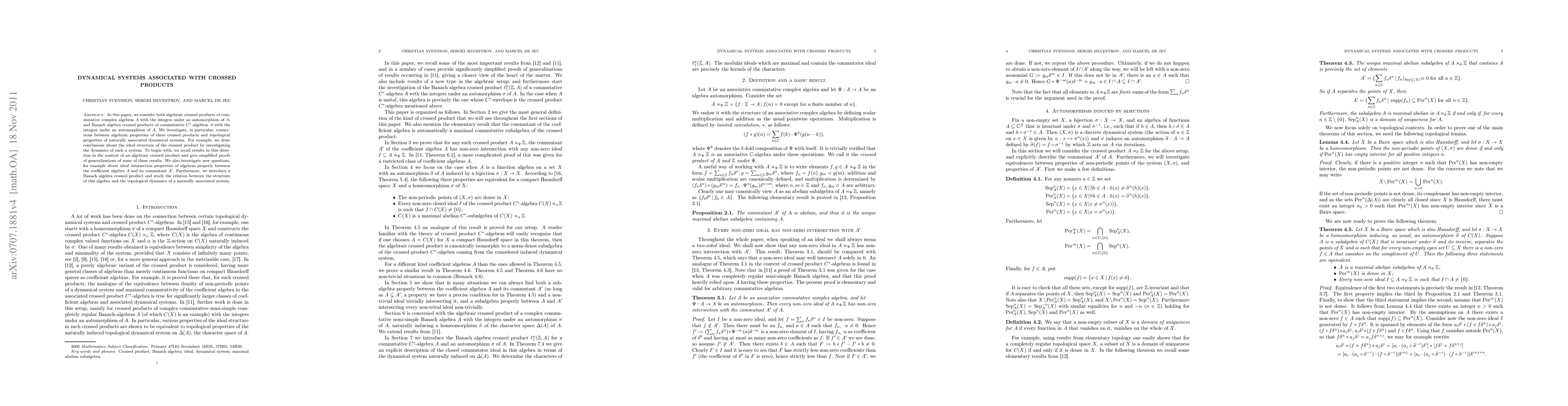 Thumbnail for Dynamical systems associated with crossed products