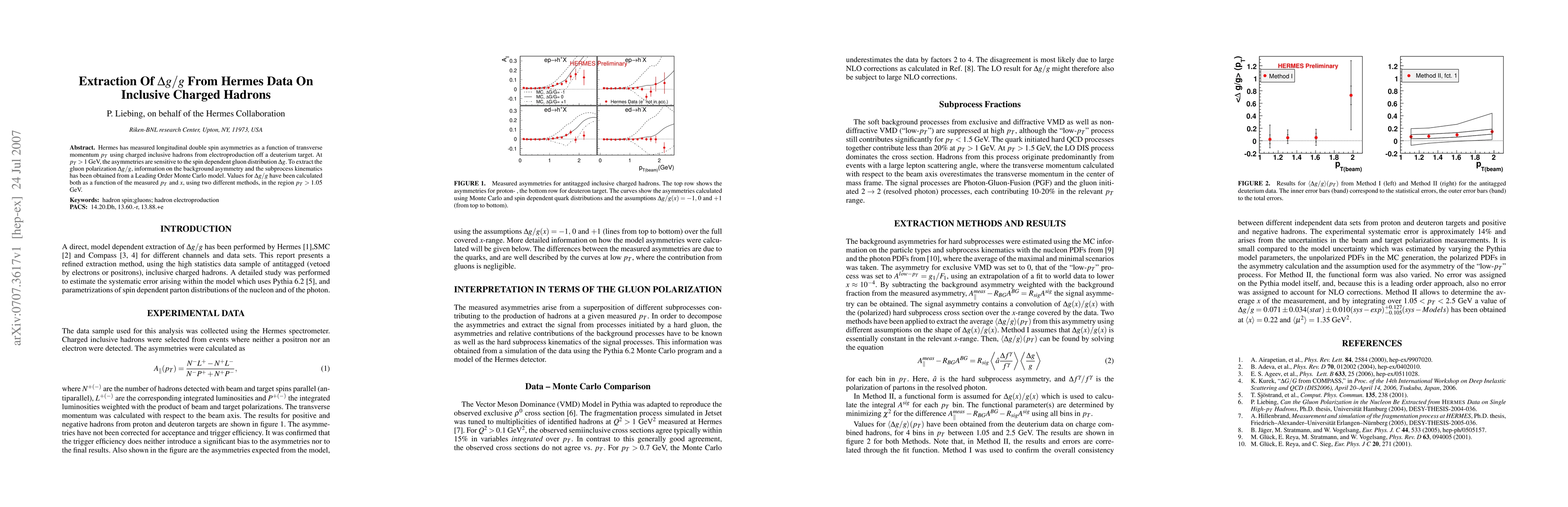 Thumbnail for Extraction Of Delta g/g From Hermes Data On Inclusive Charged Hadrons