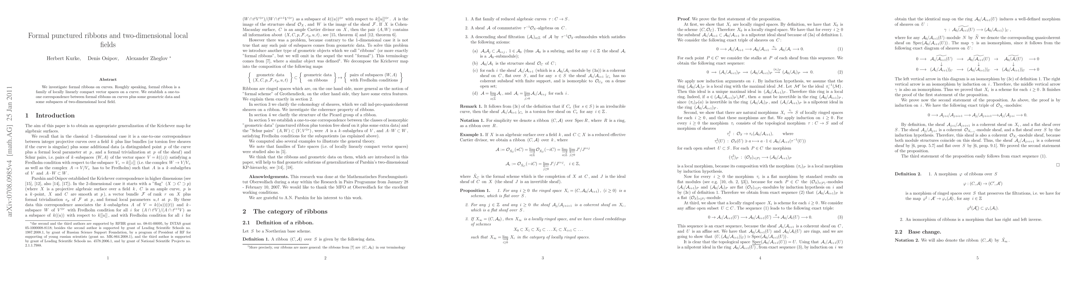 Thumbnail for Formal punctured ribbons and two-dimensional local fields