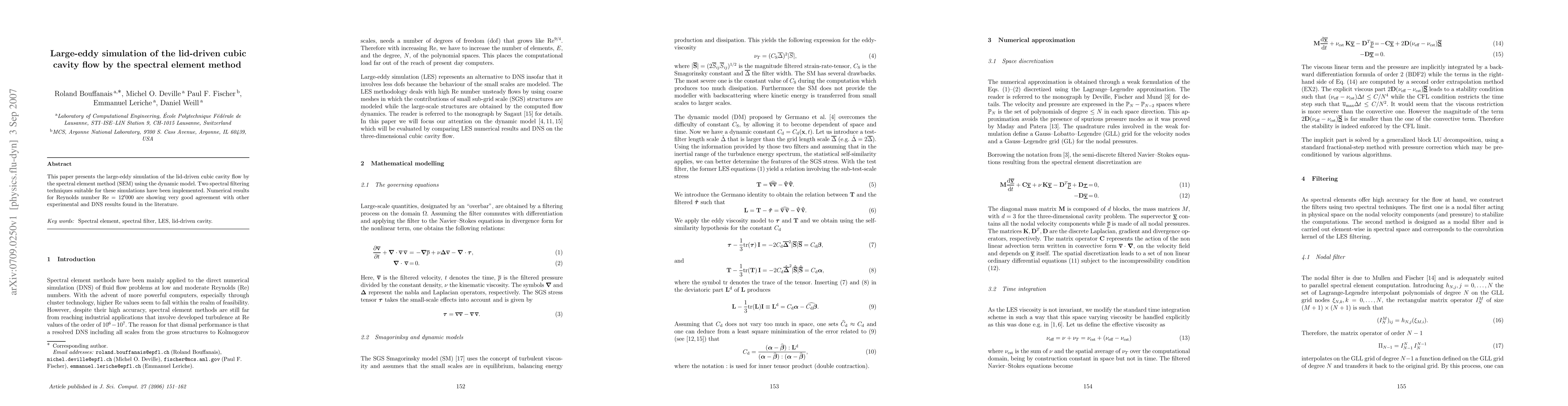 Thumbnail for Large-eddy simulation of the lid-driven cubic cavity flow by the
  spectral element method
