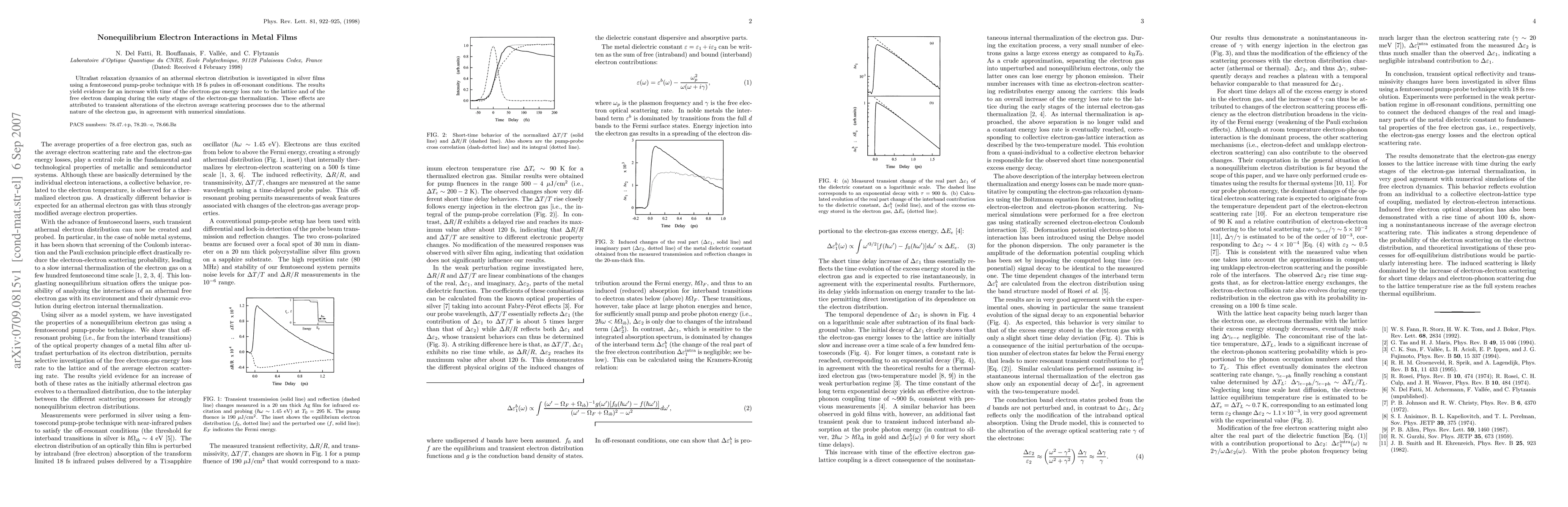 Thumbnail for Nonequilibrium Electron Interactions in Metal Films