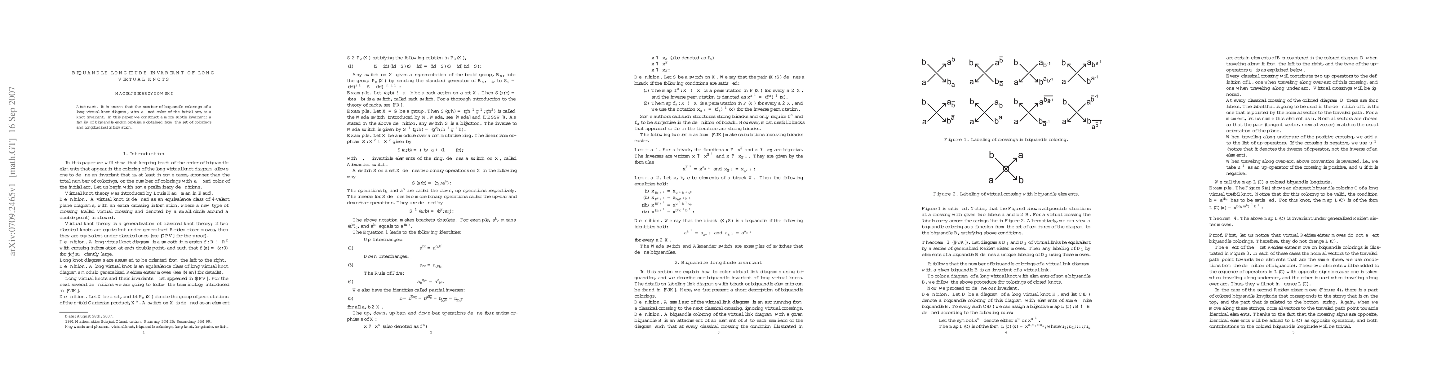 Thumbnail for Biquandle longitude invariant of long virtual knots