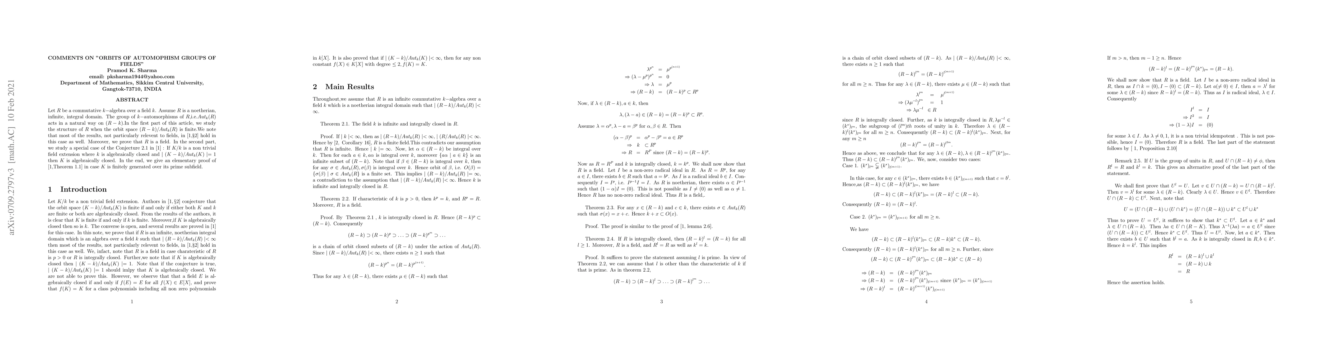 Thumbnail for Comments On " Orbits of automorphism groups of fields"