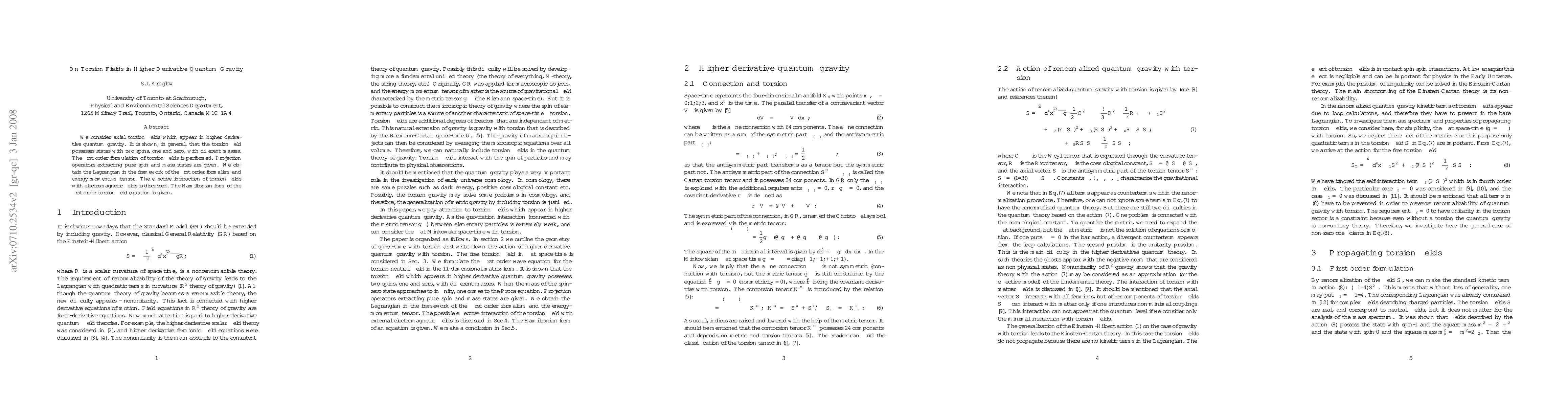 Thumbnail for On Torsion Fields in Higher Derivative Quantum Gravity