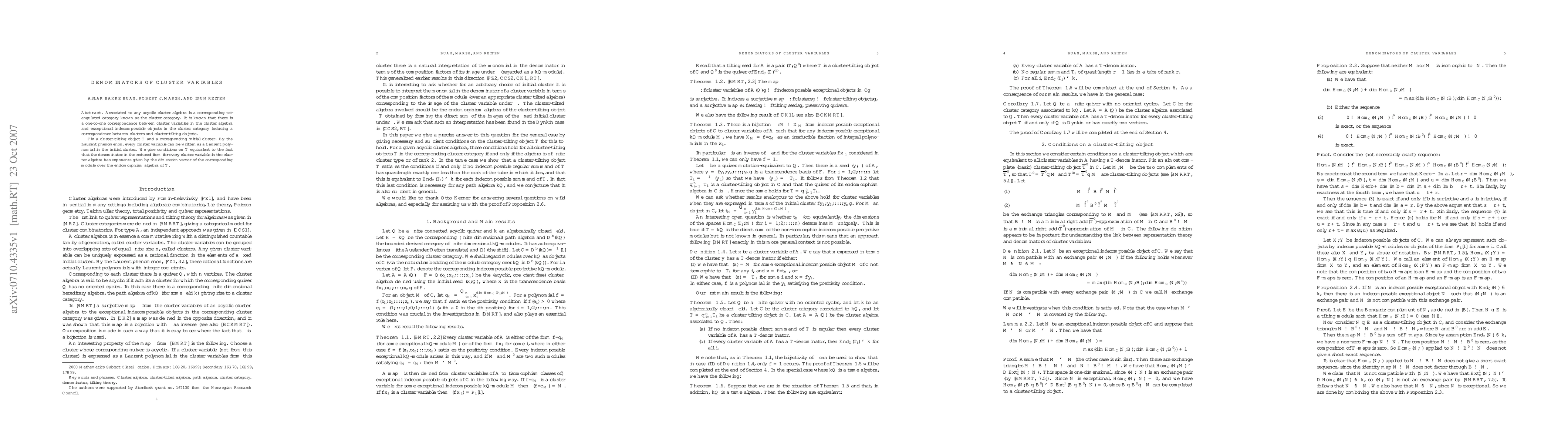 Thumbnail for Denominators of cluster variables