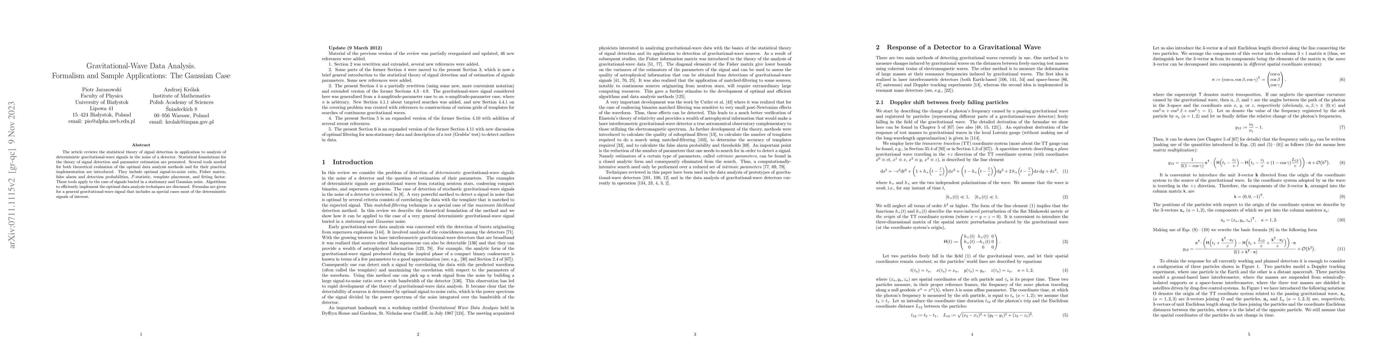 Thumbnail for Gravitational-Wave Data Analysis. Formalism and Sample Applications: The
  Gaussian Case