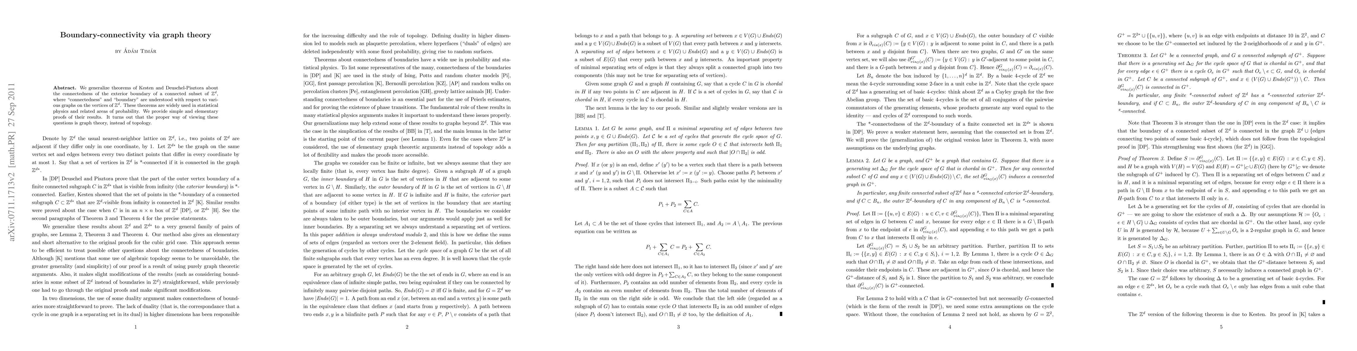 Thumbnail for Bondary-connectivity via graph theory