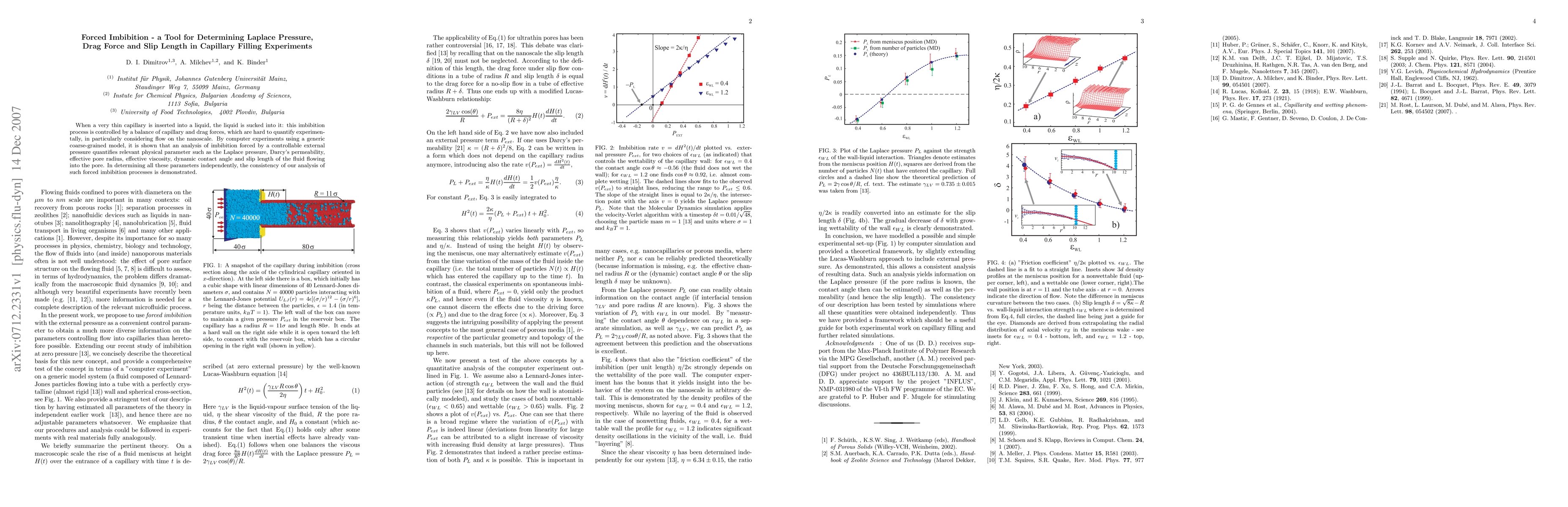 Thumbnail for Forced Imbibition - a Tool for Determining Laplace Pressure, Drag Force
  and Slip Length in Capillary Filling Experiments