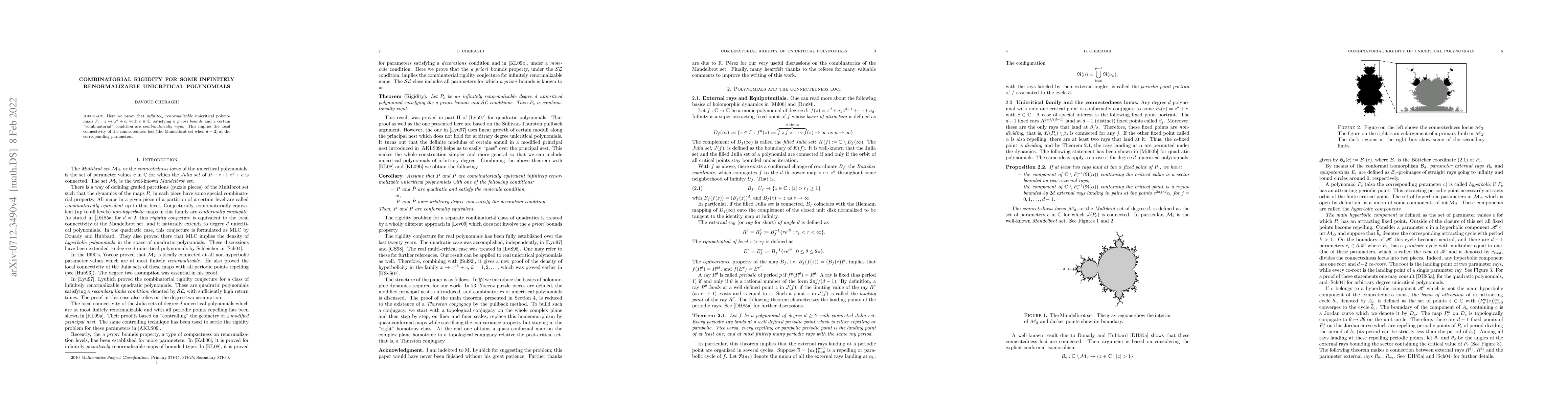 Thumbnail for Combinatorial rigidity for some infinitely renormalizable unicritical
  polynomials