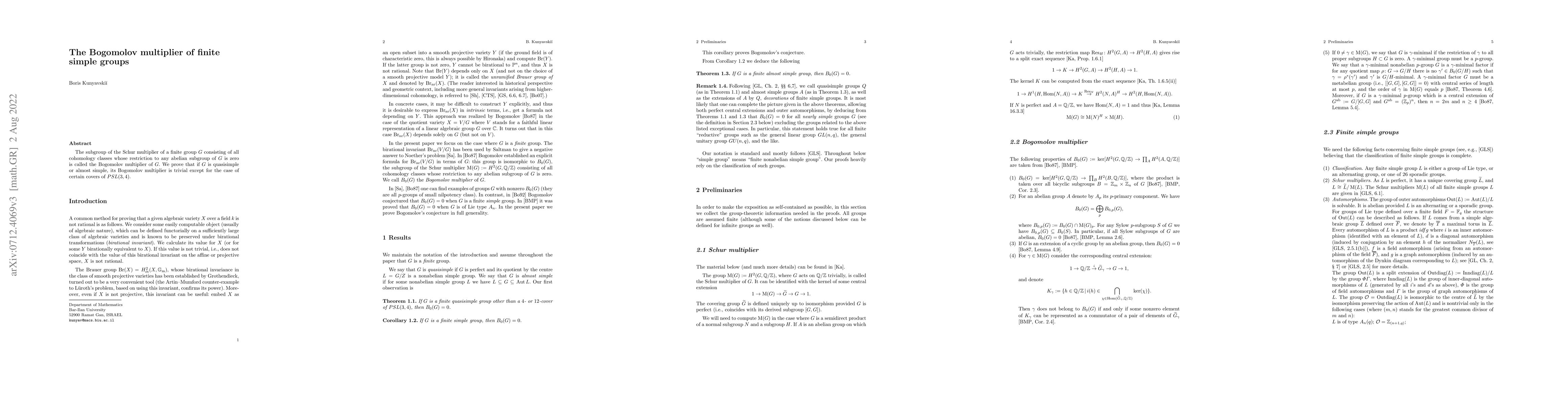 Thumbnail for The Bogomolov multiplier of finite simple groups