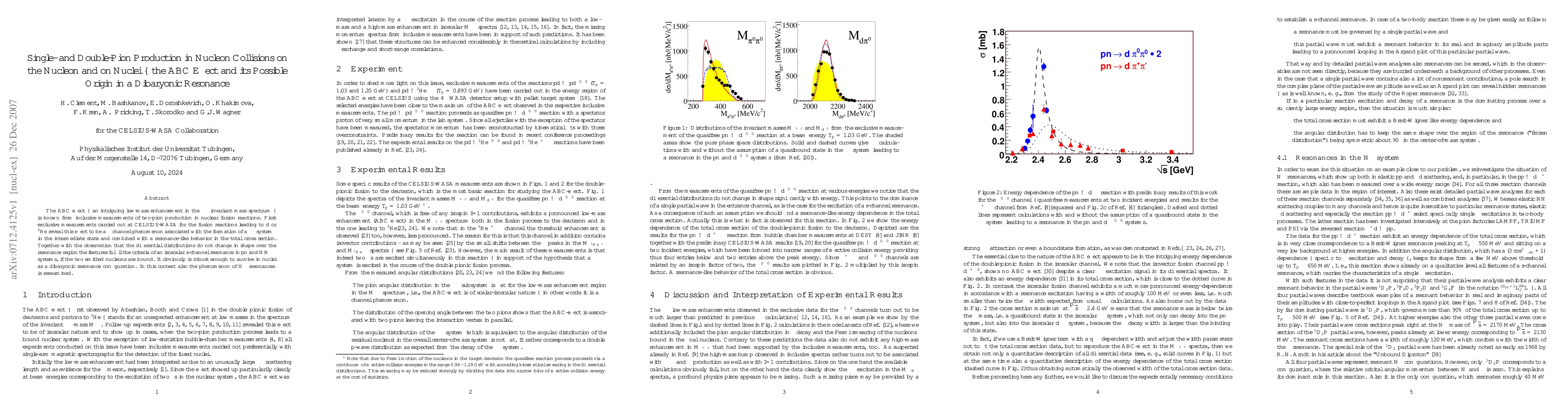 Thumbnail for Single- and Double-Pion Production in Nucleon Collisions on the Nucleon
  and on Nuclei -- the ABC Effect and its Possible Origin in a Dibaryonic
  Resonance