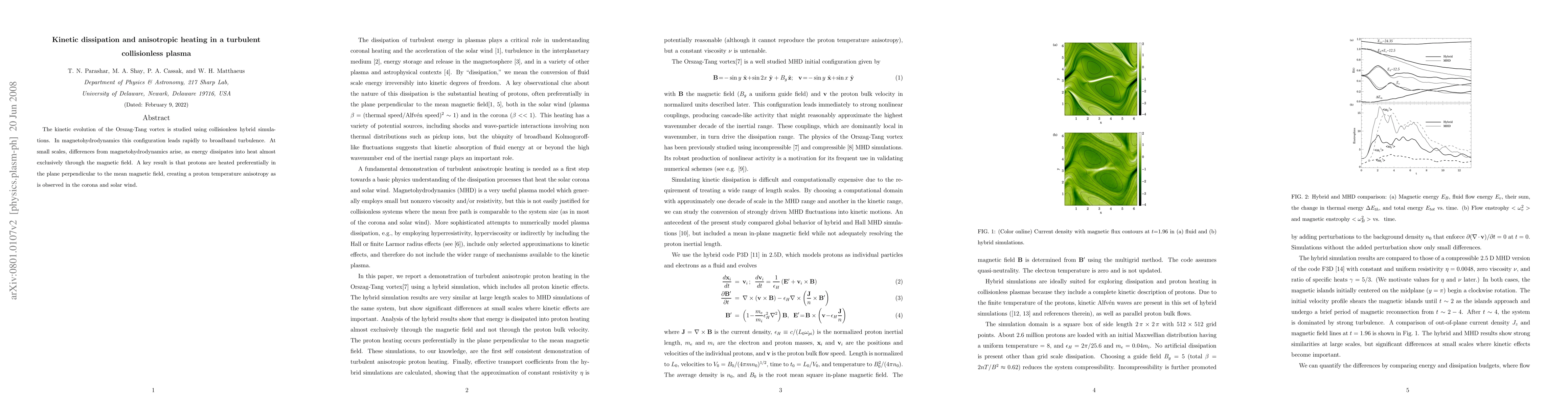Thumbnail for Kinetic dissipation and anisotropic heating in a turbulent collisionless
  plasma